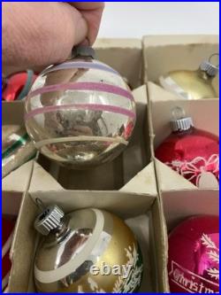 Vintage Shiny Brite Christmas Tree Ornaments Mercury Glass Painted Mica Stripes