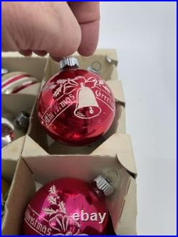 Vintage Shiny Brite Christmas Tree Ornaments Mercury Glass Painted Mica Stripes