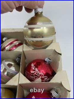 Vintage Shiny Brite Christmas Tree Ornaments Mercury Glass Painted Mica Stripes