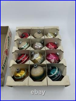 Vintage Shiny Brite Christmas Tree Ornaments Mercury Glass Painted Mica Stripes