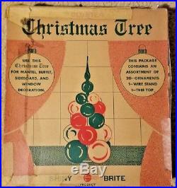 Vintage Shiny Brite Cluster Christmas Tree 20 Glass Ornaments Glass Finial & Rod