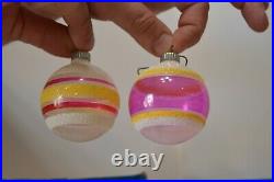 Vintage Shiny Brite Glass Christmas Tree Ornaments 18 Ct. Striped Flocked Indent
