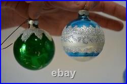 Vintage Shiny Brite Glass Christmas Tree Ornaments 18 Ct. Striped Flocked Indent