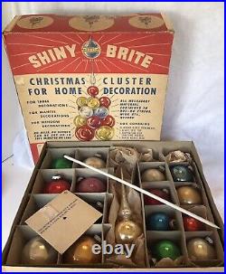 Vintage Shiny Brite Ornament Christmas Cluster Tree Original Box Multicolor