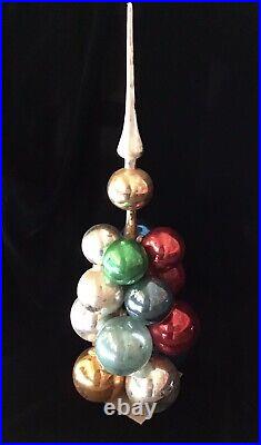 Vintage Shiny Brite Ornament Christmas Cluster Tree Original Box Multicolor