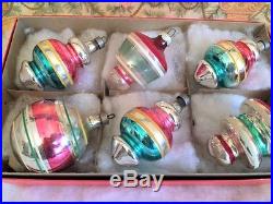 Vintage Shiny Brite & Premier Glass Xmas Ornaments Satelite Top & Tree Shapes
