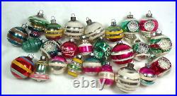 Vintage Shiny Brite USA Mica Striped Indents Christmas Ornaments Lot