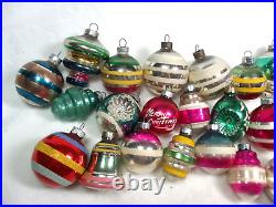 Vintage Shiny Brite USA Mica Striped Indents Christmas Ornaments Lot