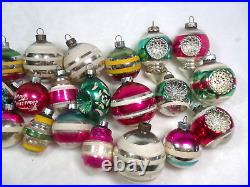 Vintage Shiny Brite USA Mica Striped Indents Christmas Ornaments Lot