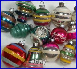 Vintage Shiny Brite USA Mica Striped Indents Christmas Ornaments Lot