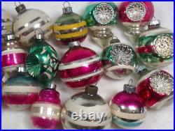 Vintage Shiny Brite USA Mica Striped Indents Christmas Ornaments Lot