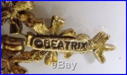 Vintage Signed Beatrix Rhinestone Gold Tone Christmas Tree Pin Brooch Super Rare