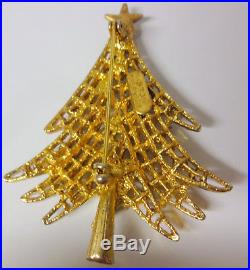 Vintage Signed Eisenberg ICE Rhinestone Christmas Tree Brooch Pin