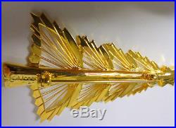Vintage Signed Monet Christmas Tree Gold Tone Intricate Wired Pin Brooch RARE