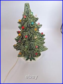 Vintage Signed NOWELL MOLDS 7 Ceramic Christmas Tree with Base and Lights Works