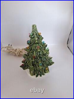 Vintage Signed NOWELL MOLDS 7 Ceramic Christmas Tree with Base and Lights Works