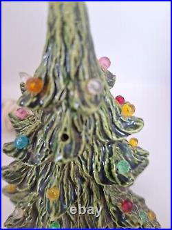 Vintage Signed NOWELL MOLDS 7 Ceramic Christmas Tree with Base and Lights Works