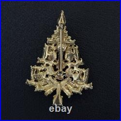 Vintage Signed RARE WEISS Rhinestone Candle Christmas Tree Brooch Pin