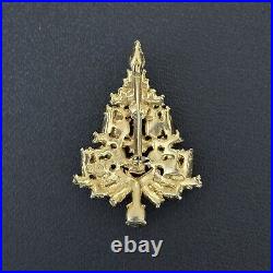 Vintage Signed RARE WEISS Rhinestone Candle Christmas Tree Brooch Pin