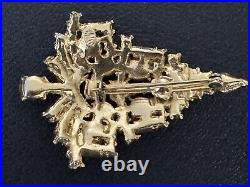 Vintage Signed RARE WEISS Rhinestone Candle Christmas Tree Brooch Pin