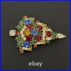 Vintage Signed RARE WEISS Rhinestone Candle Christmas Tree Brooch Pin