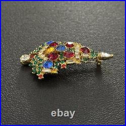 Vintage Signed RARE WEISS Rhinestone Candle Christmas Tree Brooch Pin