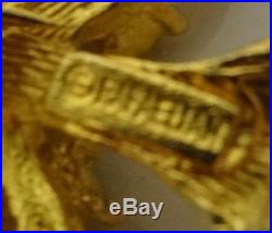 Vintage Signed Rafaelian Rhinestone Gold Tone Christmas Tree Pin Brooch RARE