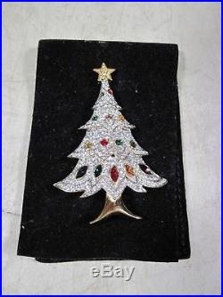 Vintage Signed Swarovski Christmas Tree Pin Brooch Jewelry