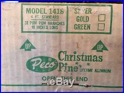 Vintage Silver Aluminum Christmas Tree 4 Ft 39 Branches Peco Mid Century Retro