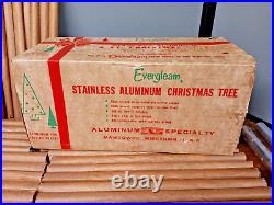 Vintage Silver Aluminum Evergleam Christmas Tree 4 Feet, Stand Box & 58 Branches