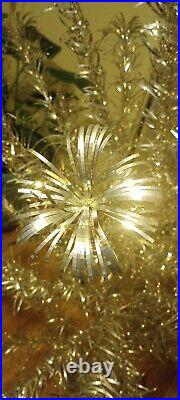 Vintage Silver Glow Pom Pom Aluminum Christmas Tree 45 Branches With Sleeves & Box