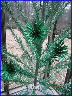 Vintage Silver / Green Aluminum Peco 6 Ft Christmas Tree in Box 42 / 46 Branches