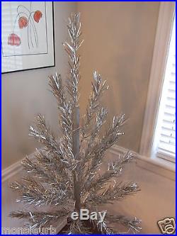 Vintage Silver Stainless Aluminum Christmas Tree 4 Ft 40 Branches Mid Century