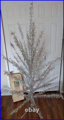 Vintage Silver Tinsel Christmas Tree 4 Feet Complete With Original Box
