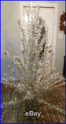 Vintage Silver Tinsel Christmas Tree. 6 Foot. 45 Branches. Evergleam