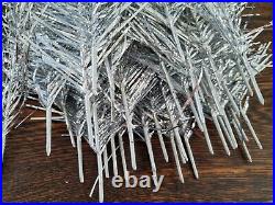Vintage Silver Tinsel Feather Christmas Tree Wood Framed 122cm Boxed