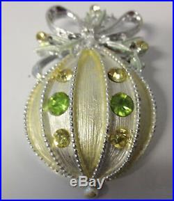 Vintage Silver Tone Christmas Tree Ornament Enamel Color Rhinestone Pin Brooch