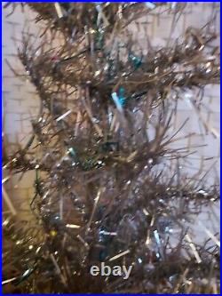 Vintage Silver tinsel Christmas tree Retro READ FULL DESCRIPTION 3-4FT BOXED