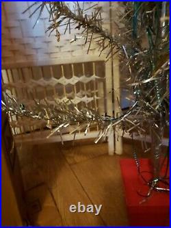 Vintage Silver tinsel Christmas tree Retro READ FULL DESCRIPTION 3-4FT BOXED