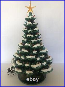 Vintage Snow Accented Arnel's Ceramic Christmas Tree Perfect Condition CA 1970's