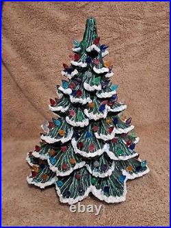 Vintage Snow Ceramic Christmas Tree 14 Flocked Beautiful No Base