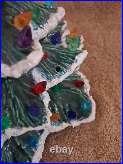 Vintage Snow Ceramic Christmas Tree 14 Flocked Beautiful No Base