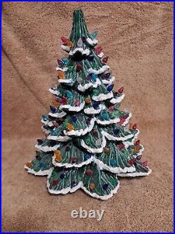 Vintage Snow Ceramic Christmas Tree 14 Flocked Beautiful No Base