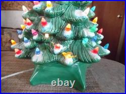 Vintage Snow Flocked Ceramic Christmas Tree 18 Tall With Base