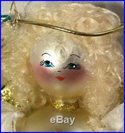 Vintage Soffieria De Carlini Golden Angel Christmas Tree Topper Ornament A