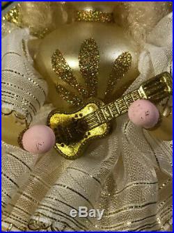 Vintage Soffieria De Carlini Golden Angel Christmas Tree Topper Ornament A