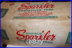 Vintage Sparkler 7' Silver Aluminum Christmas Tree 130 Branches Stand Orig Box