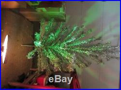 Vintage Sparkler Aluminum Pom Pom Christmas Tree 6' Foot With Color Light Lamp