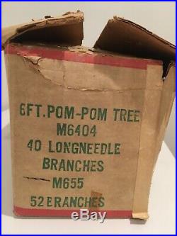 Vintage Sparkler Pom-Pom 6' Aluminum Christmas Tree 52 branches, Complete