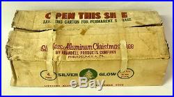 Vintage Sparkler Pom-Pom Aluminum 4' Silver Glow 40 Branch Christmas Tree in Box